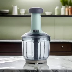 Chopper for Kitchen Use, 1000ml Push Chopper with 5 Blades, Vegetable Cutter Kitchen Accessories Items for Home Cutting Vegetables, Onion, Ginger, Garlic, Salad, Tomato, Potato (Pista)